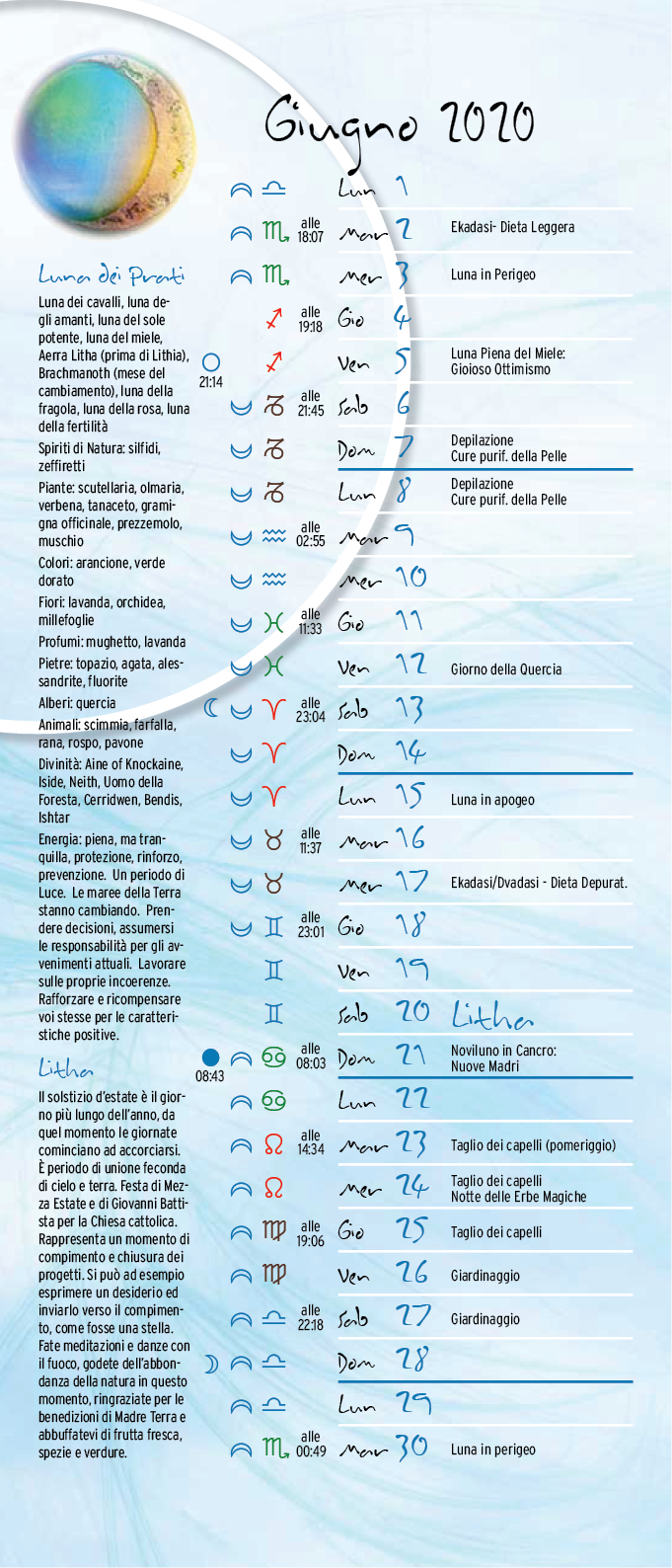 Calendario Lunare Giugno 19