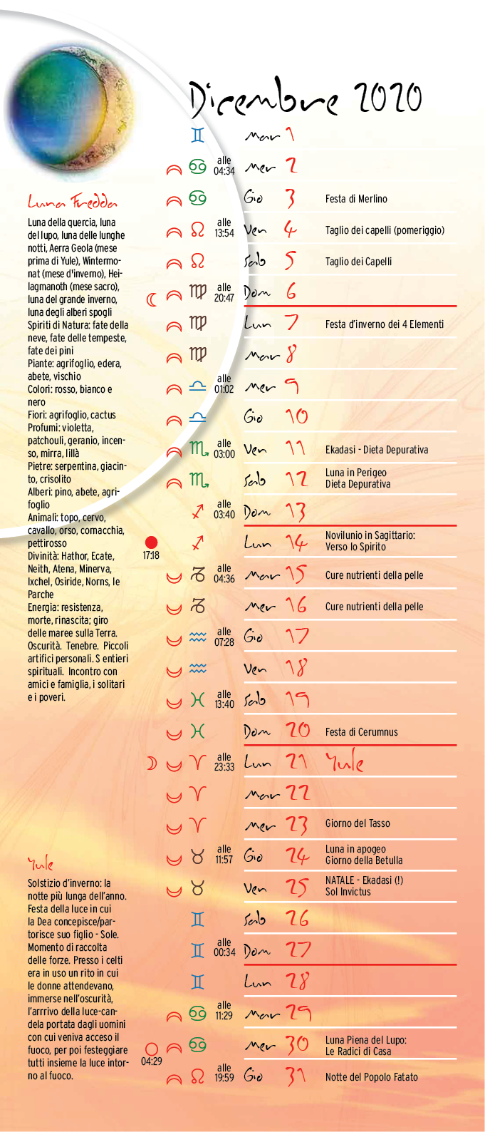 Calendario Lunare Dicembre 2020 calendario lunare giugno 2021 con effemiridi